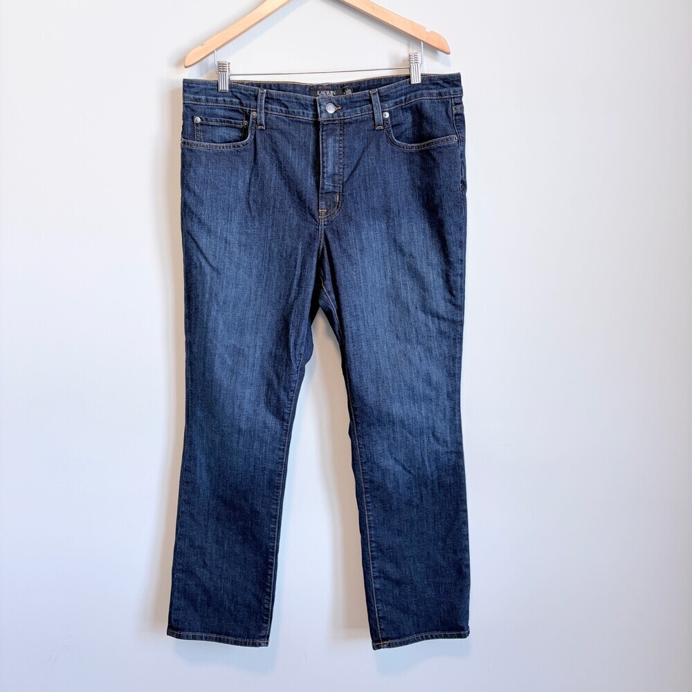 Lauren Ralph Lauren Relaxed Jeans Straight Leg Classic Dark Wash Blue Women 16